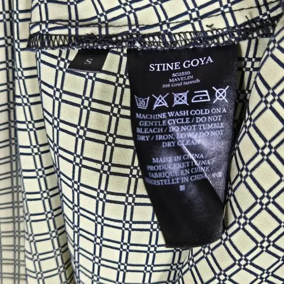 Stine Goya Mavelin Midi Dress Small 916 Grid Stretch Blue Check Puff Sleeve - Picture 12 of 12